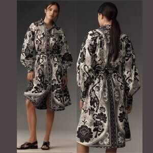 Farm Rio Flower Leopards Collared Midi Dress NWT